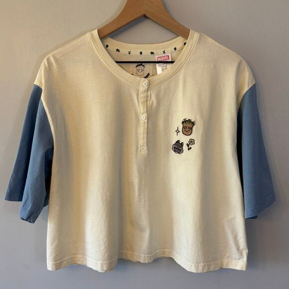 Women's Crop Disney Guardians of the Galaxy Groot Short Sleeved Shirt Size XL - Picture 1 of 7